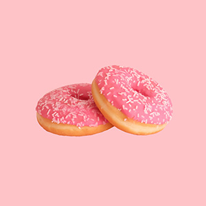 Doughnut with pink icing coating